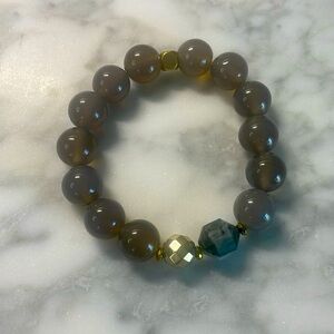 Grey agate & eagle eye agate bracelet